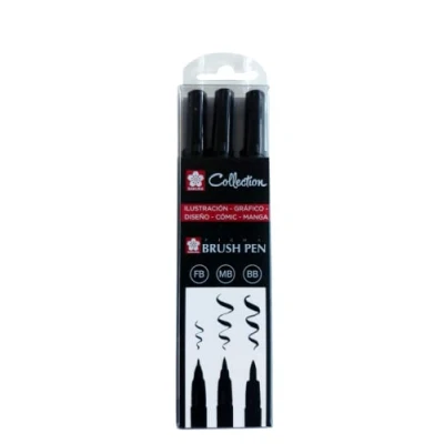 Afbeelding van SAKURA PIGMA BORSTELPEN SET 3 MARKERS FB MB BB
