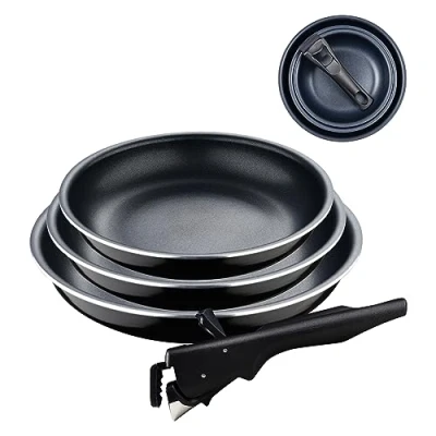 Afbeelding van Bergner SET 4 STUKS Koekenpannen (18+20+24CM) MET VERWIJDERBAAR GEPERST ALU HANDVAT CLICK &amp; COOK BG