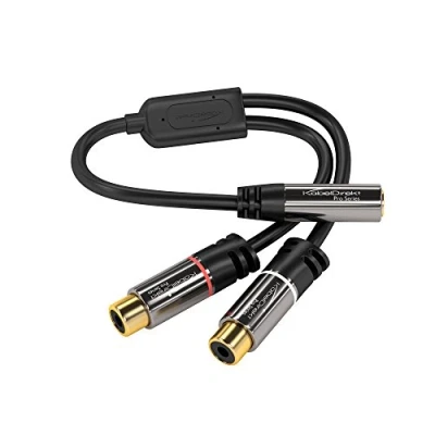 Afbeelding van KabelDirekt 3,5 mm adapterkabel 0,2 m (2x cinch bus &gt; mm, 3 polig) PRO Series
