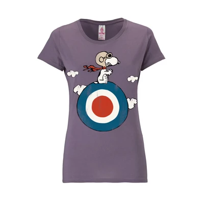 Afbeelding van Logoshirt Vrouwen T Shirt Snoopy Peanuts Target met ronde hals van lavendel