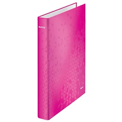 Afbeelding van Leitz A4 2 Rings Ringband, Capaciteit Tot Maximaal 230 Vellen, WOW, Rugbreedte van 40mm, Metallic Roze, 42410023