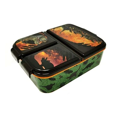 Afbeelding van Theonoi Kinderlunchbox, lunchbox, sandwichbox, lunchbox voor kinderen met vakken, broodtrommel onderverdeling kleuterschool, kinderbroodtrommel van kunststof, BPA vrij, dinosauriër, dino