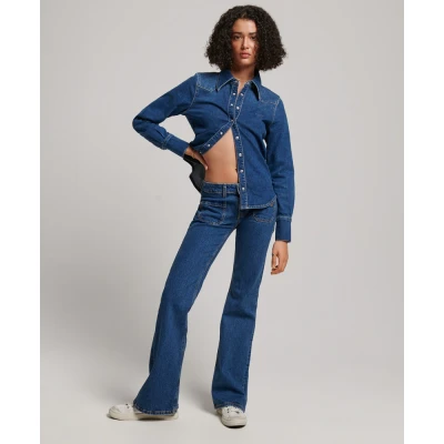 Afbeelding van Superdry Western Overhemdblouse, Dames, Maat: 40, Fulton vintage blue
