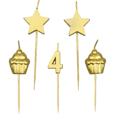 Afbeelding van Party kaarsjes 4 jaar 10 cm