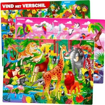 Afbeelding van Quokka puzzel vanaf 4 5 6 jaar 3 sets puzzels 100 stukjes van kinderspelletjes cadeau speelgoed voor meisjes en jongens 7 tot 8