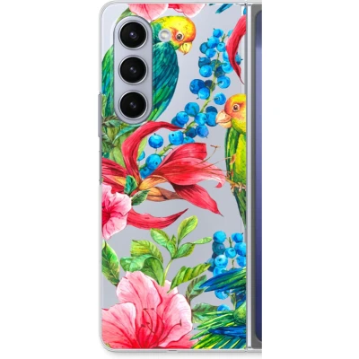 Afbeelding van Case Company® hoesje geschikt voor Samsung Galaxy Z Fold5 Papegaaien Soft Cover Telefoonhoesje Bescherming aan alle Kanten en Schermrand
