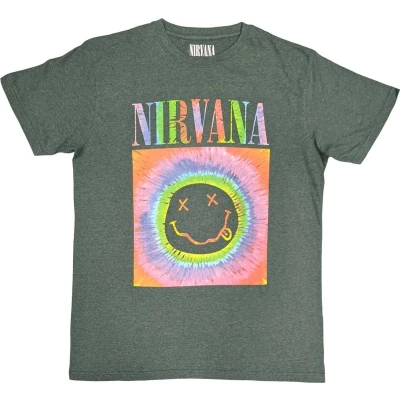 Afbeelding van Nirvana Happy Face Glow Box Heren T shirt S Groen