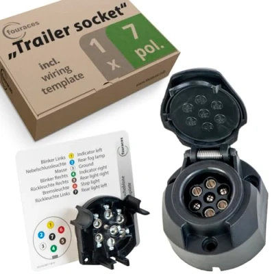 Afbeelding van fouraces aanhangwagencontactdoos 7 polig, sjabloon voor auto, motorvoertuig en tractor aanhangwagenkoppeling, accessoires, onderdelen, contactdoos, zwart