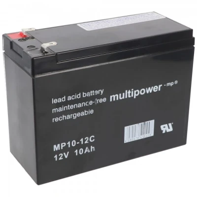 Afbeelding van Multipower MP10 12C accukabel PB 12Volt 10Ah cyclusbestendige cyclus