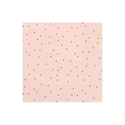 Afbeelding van Partydeco Servetten stipjes goud / roze 20 stuks