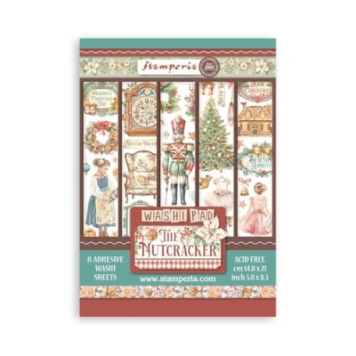 Afbeelding van Stamperia washi Pad The Nutcracker, 8 vellen A5, papier voor scrapbooking, kaarten knutselen, decoratie, kerstontwerpen