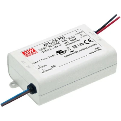 Afbeelding van Mean Well APC 25 700 LED driver Constante stroomsterkte 25.2 W 0.7 A 11 36 V/DC Niet dimbaar, Overbelastingsbescherming 1 stuk(s)