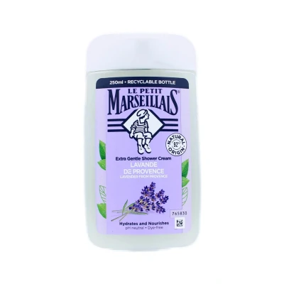 Afbeelding van Le Petit Marseillais extra zachte douchecrème lavendel uit de Provence, pH neutraal voor huid en dermatologisch getest, 250 ml
