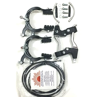 Afbeelding van eRadius Complete Mountain Fiets Remklauw Rem Set Kabels Legering Hendel BMX MTB Fietsen Old School