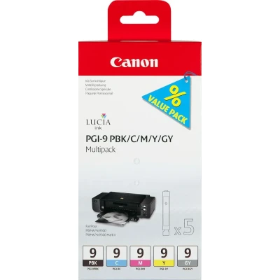 Afbeelding van Canon PGI 9 Multipack PBK, C, M, Y, GY zwart en kleur cartridge