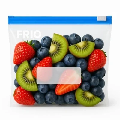 Afbeelding van FRIO Set van 80 luchtdichte voedselzakken, 1 l, om te openen en sluiten met schuif, vouwbodem, 21 x 15 cm, voor vriezer, vershoudzakken, herbruikbaar, robuust, stuks