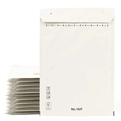 Afbeelding van Gewatteerde enveloppen, papieren zakken met binnenblazen, wit, verzendzakken kleefsluiting Ofiturie (5 220 x 340 mm)