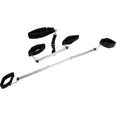 Afbeelding van Pipedream Fetish Fantasy Boeien Spread &#039;em Bar and Cuff Set zwart,zilver
