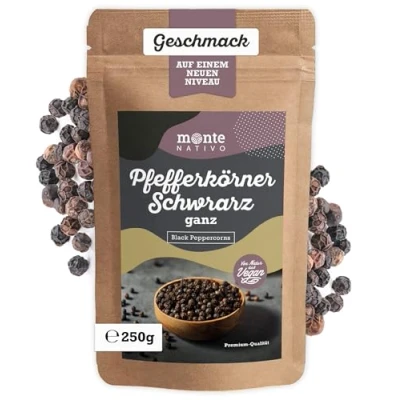 Afbeelding van Peperkorrels Zwarte Monte Nativo (250g) peper heel Zacht gedroogde en aromatische specerijen, ideaal om te koken kruiden Intens aroma smaak