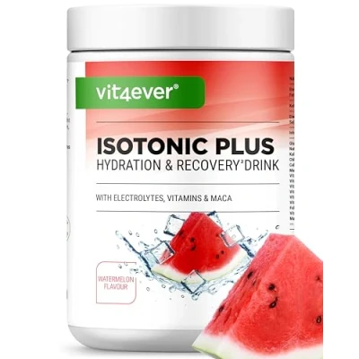 Afbeelding van Isotonic Plus Drink 1050g Isotone drankpoeder met koolhydraten, elektrolyten, vitaminen en maca Hydratie &amp; Herstel formule (Watermelon)