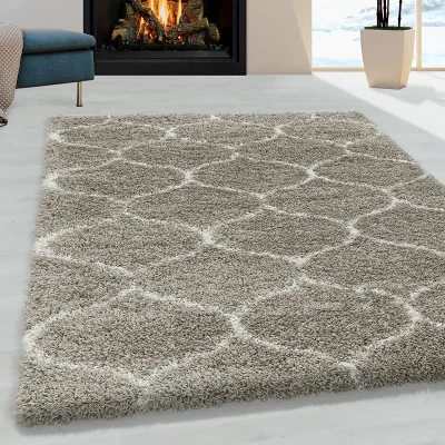 Afbeelding van Hoogpolig Vloerkleed Circles Kleur: Beige