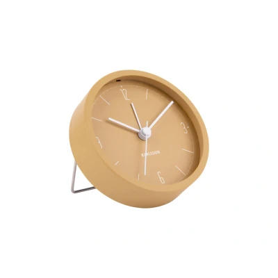 Afbeelding van Wekker Karlsson Numbers &amp; Lines Iron Matt Ochre Yellow 9 cm
