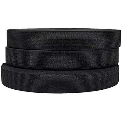 Afbeelding van 25 meter elastisch naaigeriek, verkrijgbaar in verschillende breedtes, elastiek voor naaien, breed naaien en knutselen, rubber kleding (zwart, 30 mm)