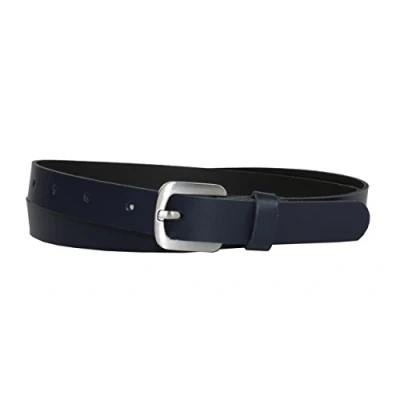 Afbeelding van Vascavi Lederen riem, echt leren jeansriem, heupriem, Made in Germany, 2 cm breed en ca. 0,25 dik, donkerblauw, 100 Gesamtlänge 110