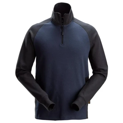 Afbeelding van Snickers 2841 Tweekleurig Sweatshirt met Halve Rits Donker Blauw/Zwart XL