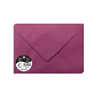 Afbeelding van Clairefontaine 5762C verpakking met 20 enveloppen pollen formaat C5 16,2 x 22,9 cm, 120 g, gevoerd, ideaal voor uitnodigingen en correspondentie, premium glad papier, framboosrood, 1