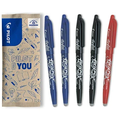 Afbeelding van PILOT FriXion Ball, uitwisbare rollerbalpen, set van 5 (blauw, zwart, rood)