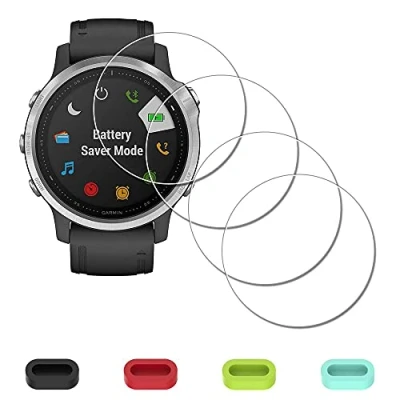 Afbeelding van iDaPro 4 stuks displaybeschermfolie voor Garmin Fenix 6S / Pro gehard glas, horloge met folie + stofdoppen van siliconen