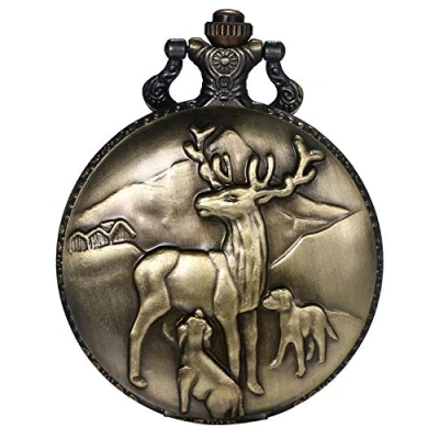 Afbeelding van JewelryWe Vintage zakhorloge, We are All Mad Here medaillon hanger ketting quartz horloge met ketting, voor Moederdag, Elk