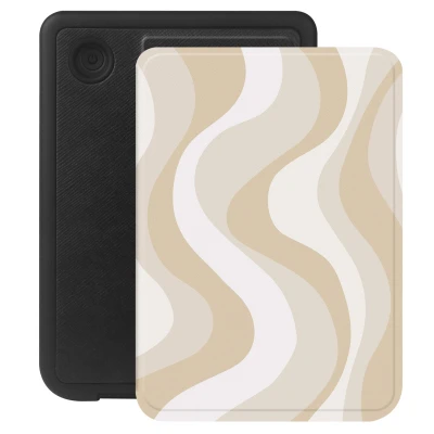 Afbeelding van Selencia E reader Hoesje Geschikt voor Kobo Clara BW, Colour Vivid bookcase Desert Waves Beige