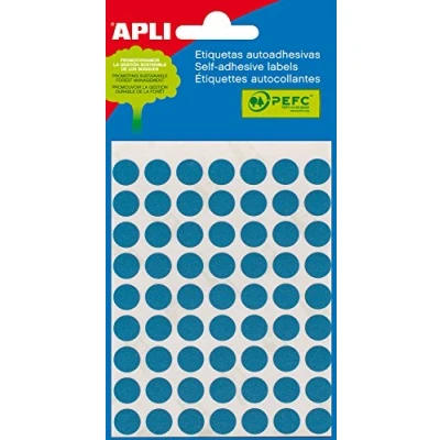 Afbeelding van Apli Ronde Etiketten In Etui Diameter 10 Mm, Blauw, 315 Stuks, 63 Per Blad (2052) Etiket