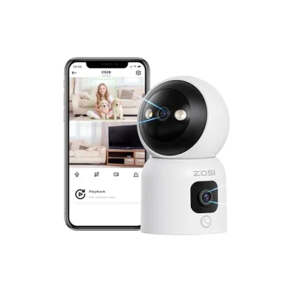 Afbeelding van ZOSI Indoor Security Camera met Dual Lens 3MP+3MP, 2.4/5GHz Wi Fi, Persoonsherkenning en Tracking, Knop/OK Gesture Call, Kleur Nachtzicht, C528D
