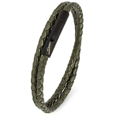 Afbeelding van Simaru Premium leren armband, voor dames en heren, uniseks, echt Leer, wikkelarmband met roestvrijstalen haaksluiting, XXL Handgelenkumfang von 20 21cm, 0