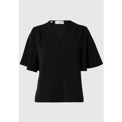 Afbeelding van Selected Femme MIT Vausschnitt Kurzarm Tshirt basic, Dames, Maat: XS, Black