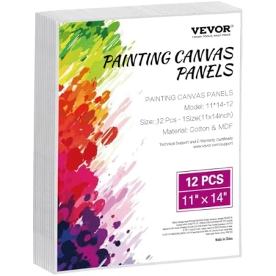 Afbeelding van VEVOR Canvas Boards Canvases 12 stuks 280x355mm Schilderdoek Wit Olieverfschilderij