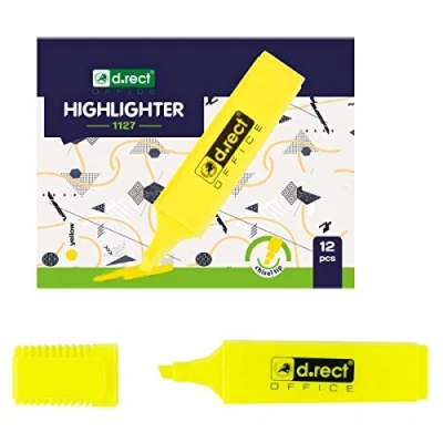 Afbeelding van D.RECT 1127 markeerstift met schuine punt 12 geel