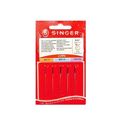 Afbeelding van 5 originele Singer naaimachines naalden assortiment 2020 dikte 80/11 90/14 100/16