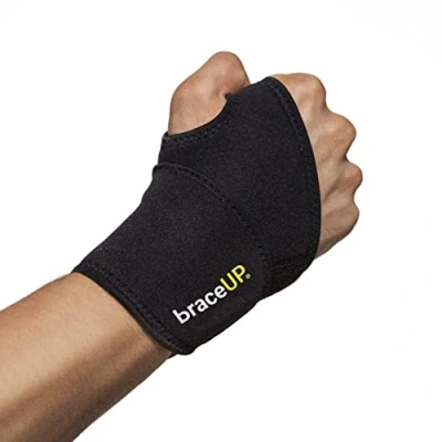 Afbeelding van BraceUP verstelbare polsbrace voor mannen en vrouwen Workouts Polsband, tendinitis Polsspalk, linker rechterhand (zwart)