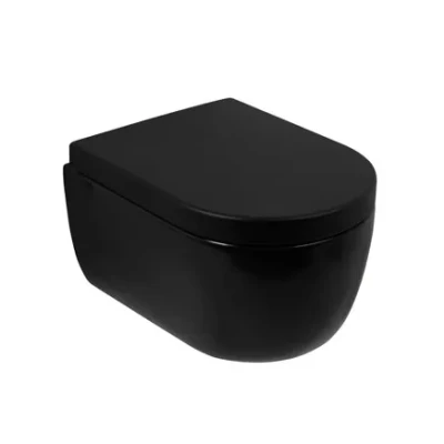 Afbeelding van Plieger Kansas randloos toilet met softclose &amp; quick release zitting zwart mat