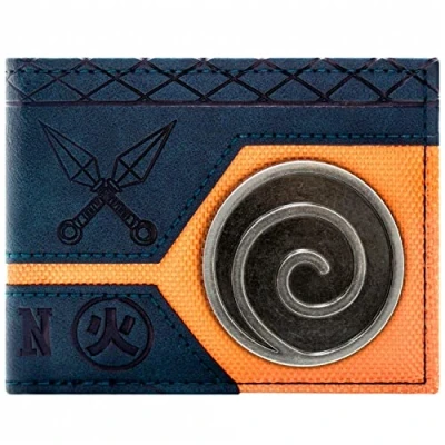 Afbeelding van Uzumaki Clan Swirl Crest Konoha Metalen Badge Embleem Portemonnee/Beurs Tweevoudig voor ID &amp; Kaarthouder, Blauw