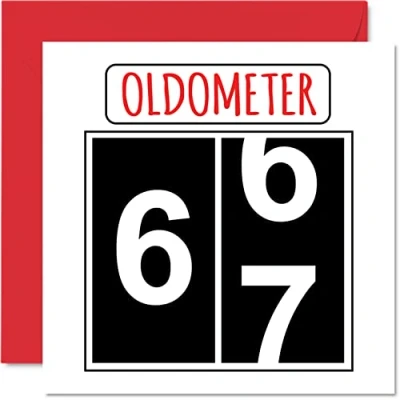 Afbeelding van Leuke 67e verjaardagskaarten voor mannen vrouw Oldometer Happy Birthday Card papa mama opa oppas oma oom tante neef, 145 mm x wenskaarten, verjaardagskaart