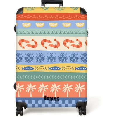 Afbeelding van NoBoringSuitcases.com® Koffer groot Reiskoffer lichtgewicht Gestreepte illustraties kleurrijk Rolkoffer met 4 wielen Grote trolley XL 98 liter bagage