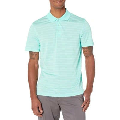 Afbeelding van Amazon Essentials Heren Slim Fit Sneldrogend Golfpoloshirt Aqua Blauw Streep, Large