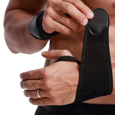 Afbeelding van Neotech Care Polsband Elastische en ademende stof, verstelbare compressieband, mannen vrouwen ondersteunende overslagband voor bescherming bij sport zwart (1 Paar, Maat L)