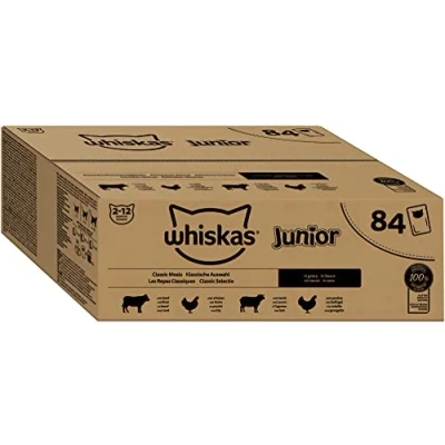 Afbeelding van Whiskas Junior Natvoer Classic Selectie in saus maaltijdzakjes 84 x 85g