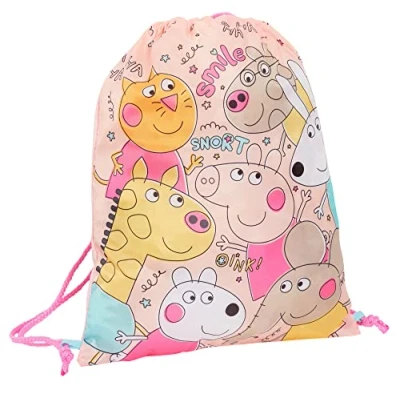 Afbeelding van Peppa Pig trekkoord Tas Meisjes PE Kit Gym Bag Kids Trainer Zwemmen Kinderen School Kwekerij Rugzak, Perzik, Eén maat, met